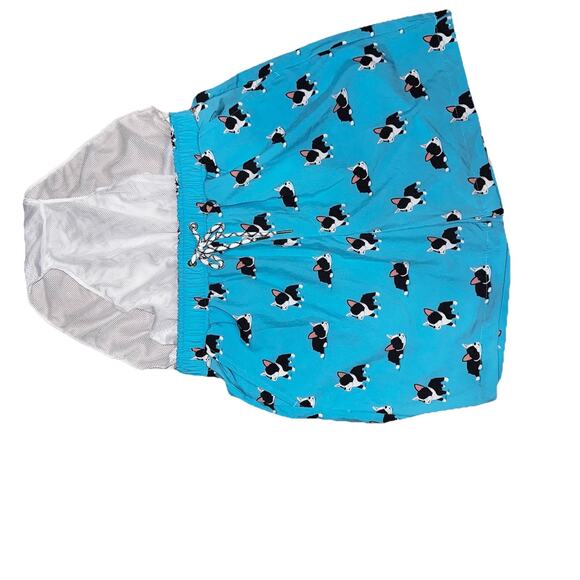 French Bulldog Mens SM Swim Trunk Blue Pockets Mesh Tie Close MOSMANN Wear Under - Picture 8 of 8